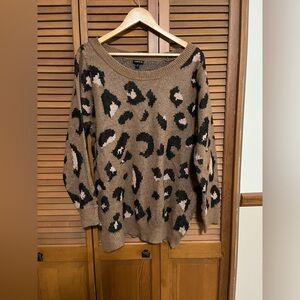 Torrid Brown and Black Leopard Print Sweater
